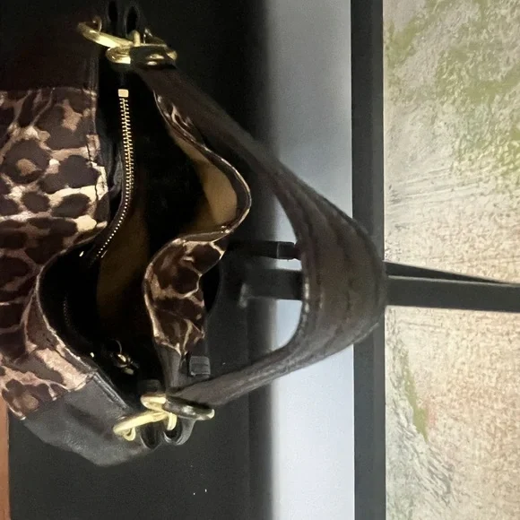 Coach Brown Park Chain Leopard Print Shoulder Bag - Picture 10 of 13